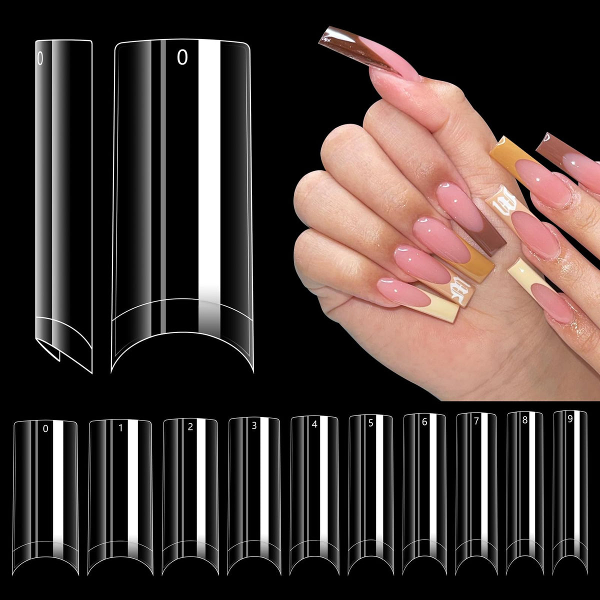 LIONVISON front packaging showing 500 clear square nail tips and compact box benefit