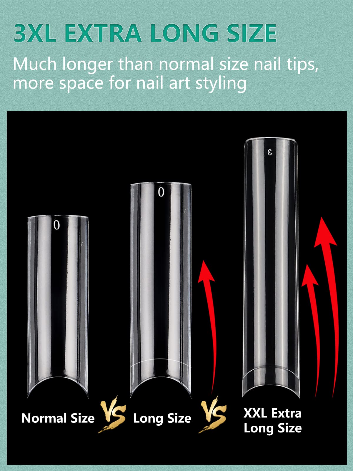 LIONVISON nail tips on hand showing extra-long scale for dramatic looks