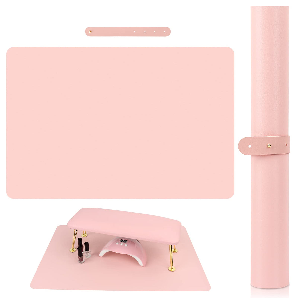 LIONVISON pink mat front view showing full coverage and clean workspace