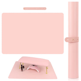 LIONVISON pink mat front view showing full coverage and clean workspace