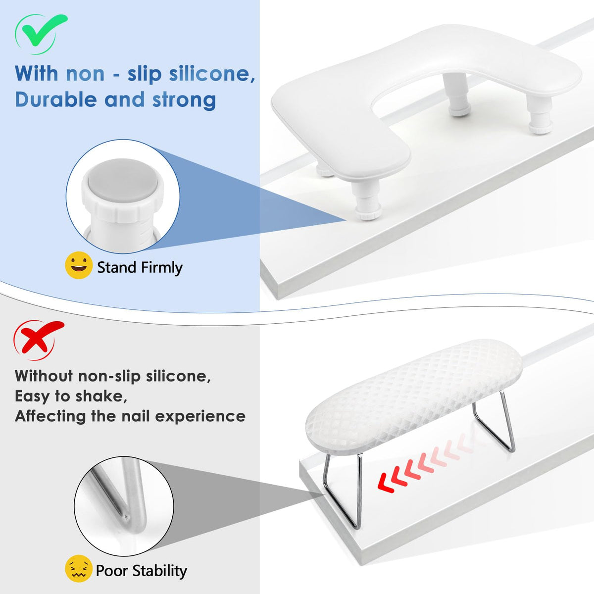 LIONVISON arm rest with nail lamp showing compact size and workspace fit