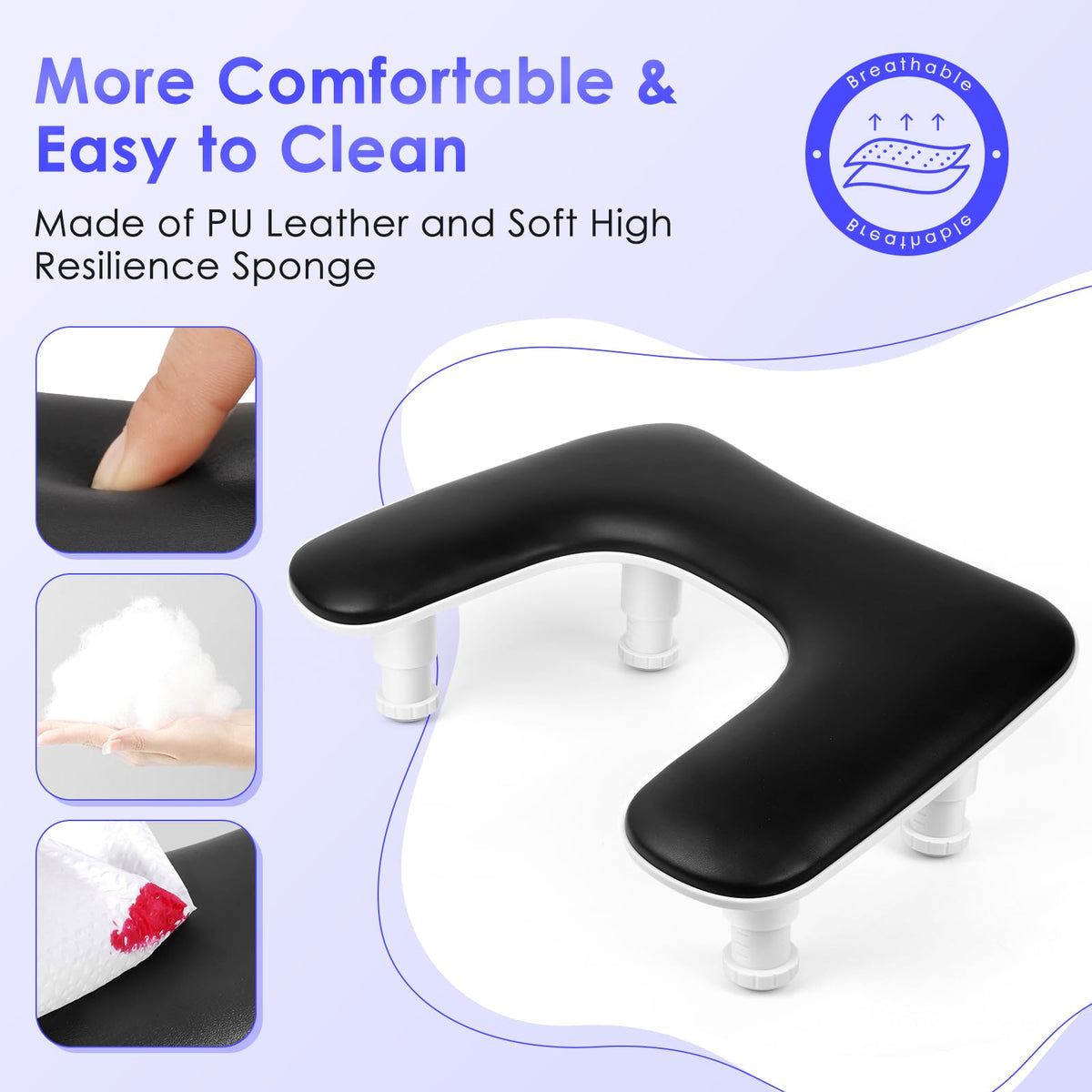 LIONVISON arm rest beside nail lamp showing compact size and workspace-saving benefit
