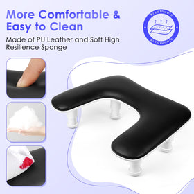 LIONVISON arm rest beside nail lamp showing compact size and workspace-saving benefit