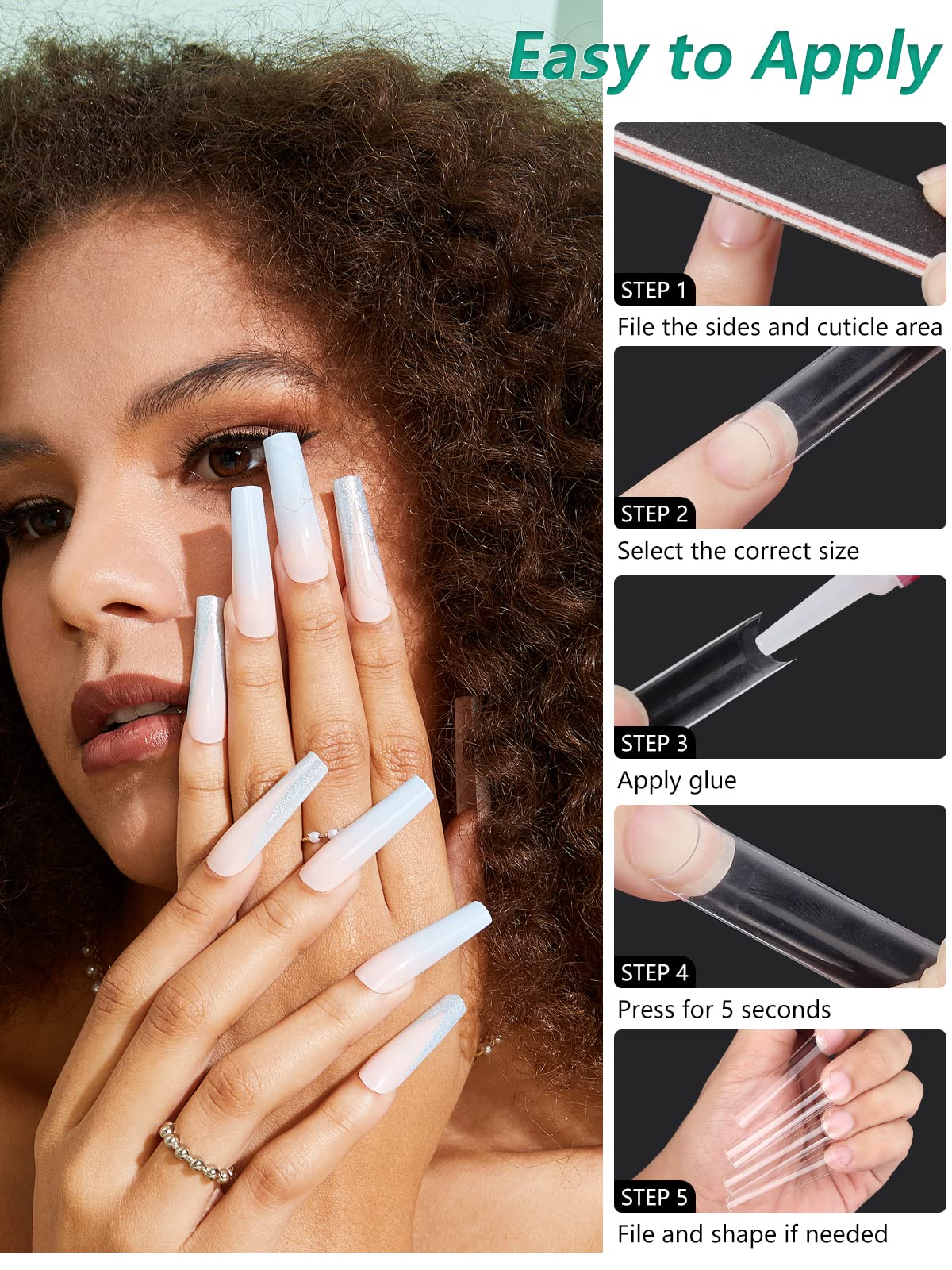 LIONVISON trimmed tips in stiletto coffin and ballerina shapes for versatility