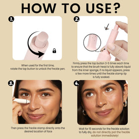 Liopif freckle stamp in hand demonstrating size and easy portability benefit