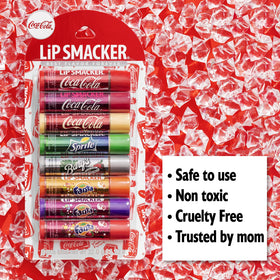 Close-up of Lip Smacker tube detail showing label and gloss texture for smooth hydration