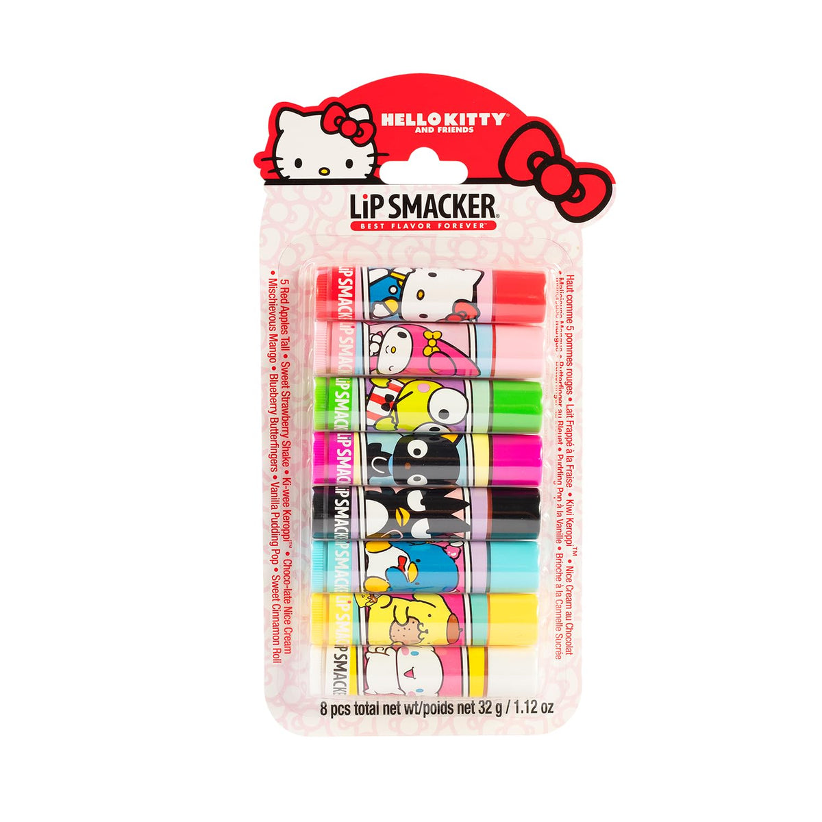 Lip Smacker front packaging showing Sanrio characters and bright colors for gifting
