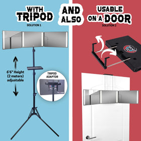 LIPFISBARBERSHOP adjustable tripod fully extended demonstrating stable support