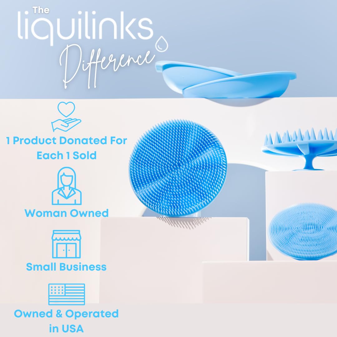 Liquilinks folded on shelf for compact storage saving space in bathroom