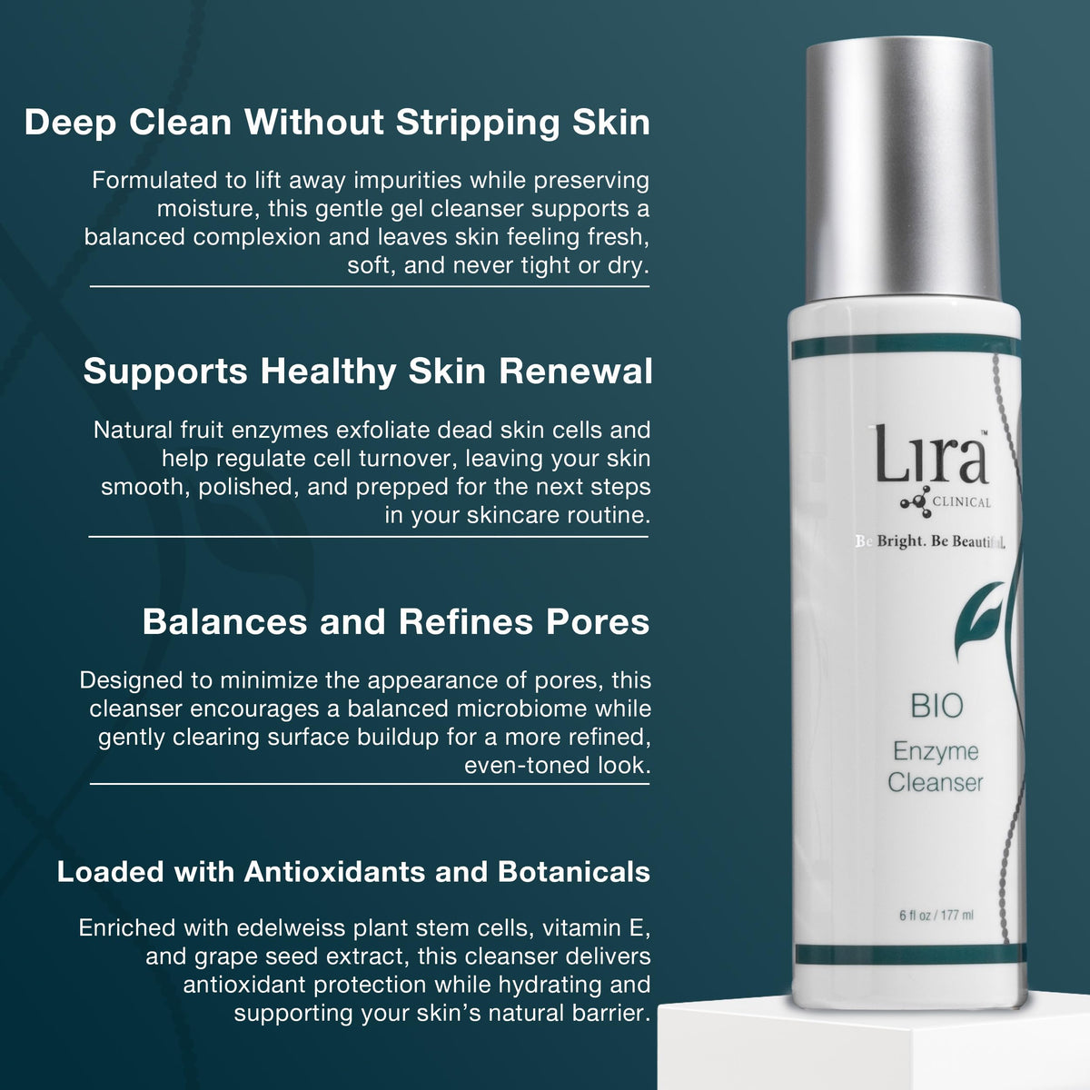 Lira Clinical hydrophilic gel texture close-up highlighting gentle exfoliation