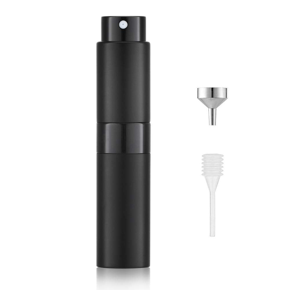 LISAPACK atomizer front view showing matte black finish and compact design