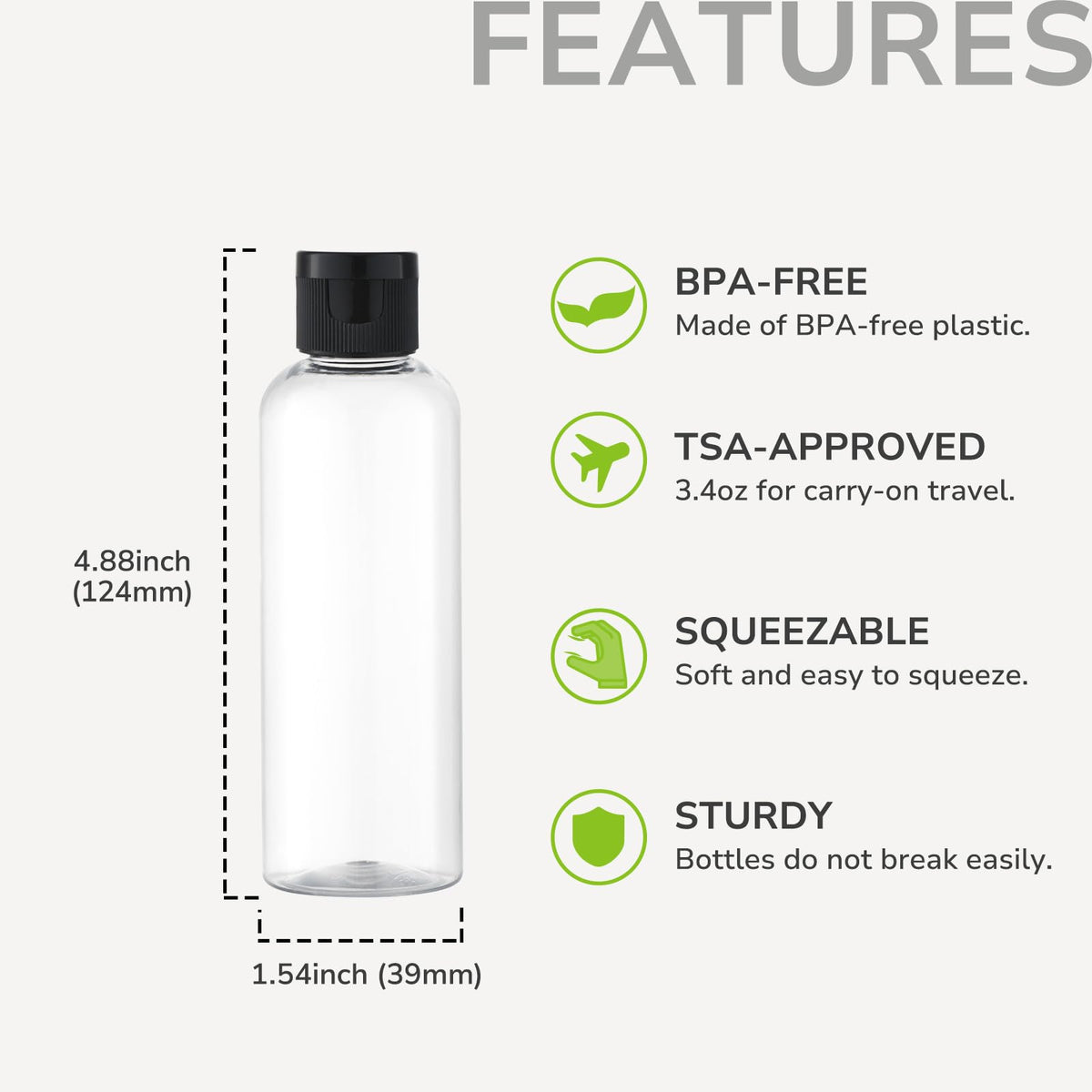 LISAPACK close-up of screw top and flip cap demonstrating leakproof protection