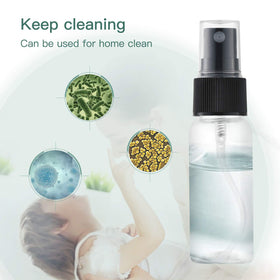 LISAPACK bottle filled with perfume demonstrating clear plastic visibility and refill benefit