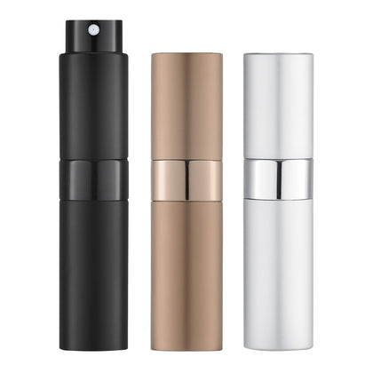 LISAPACK front view of three-atomizers showing colors and compact design, convenient travel