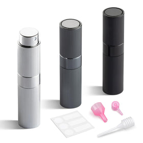 LISAPACK front view striped atomizer showing compact portable design and elegance