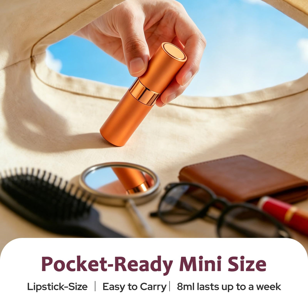 LISAPACK held in hand to show 8ml scale and pocketable portability