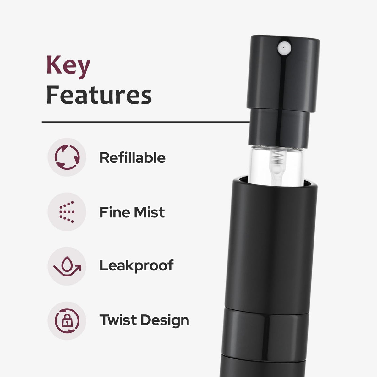 LISAPACK uncapped glass vial pulled out showing refillable interior for clean pouring