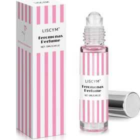Liscym front bottle showing vanilla caramel scent and portable design benefits