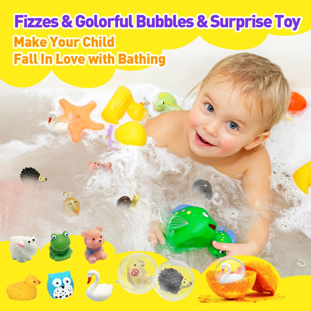 Lisotera toy reveal emerging from dissolved bath bomb, surprise play reward