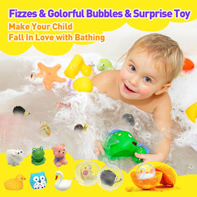 Lisotera toy reveal emerging from dissolved bath bomb, surprise play reward
