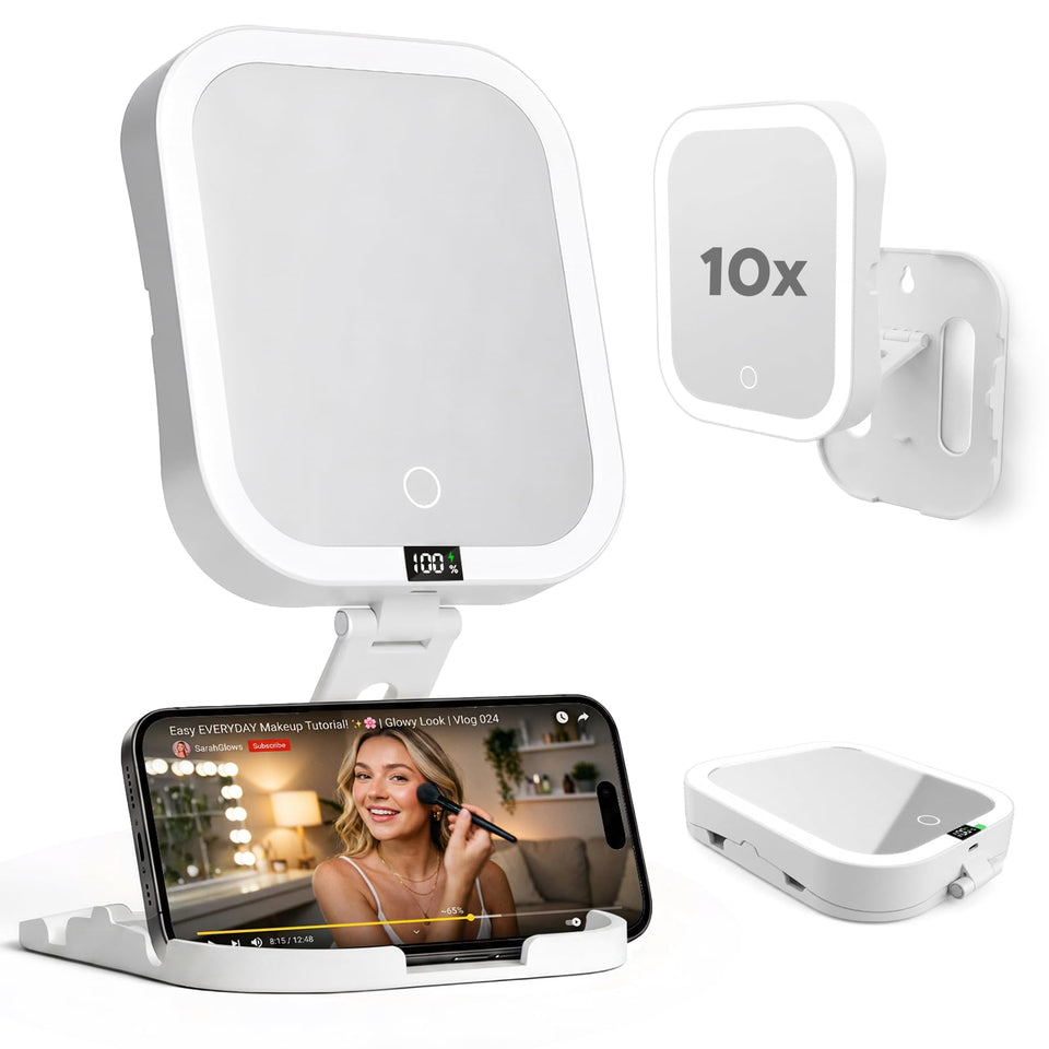 Listeadio front closed folded compact mirror, easy travel storage benefit