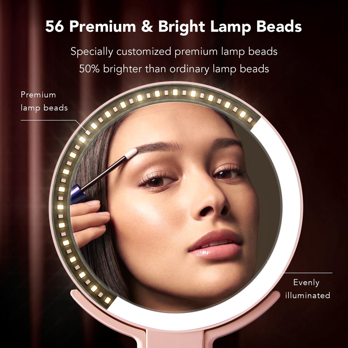 LitBear close-up of 10x magnifying side revealing fine detail for accurate makeup