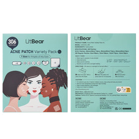 LitBear flat lay of all contents revealing 306 assorted patches for long-term use benefit
