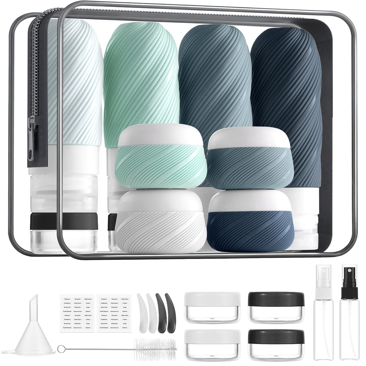 LitBear clear bag with 23-piece kit showing travel convenience