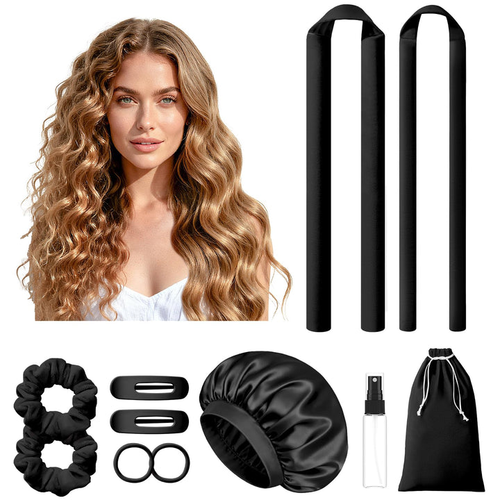LitBear front packaging showing full heatless curlers set and benefits