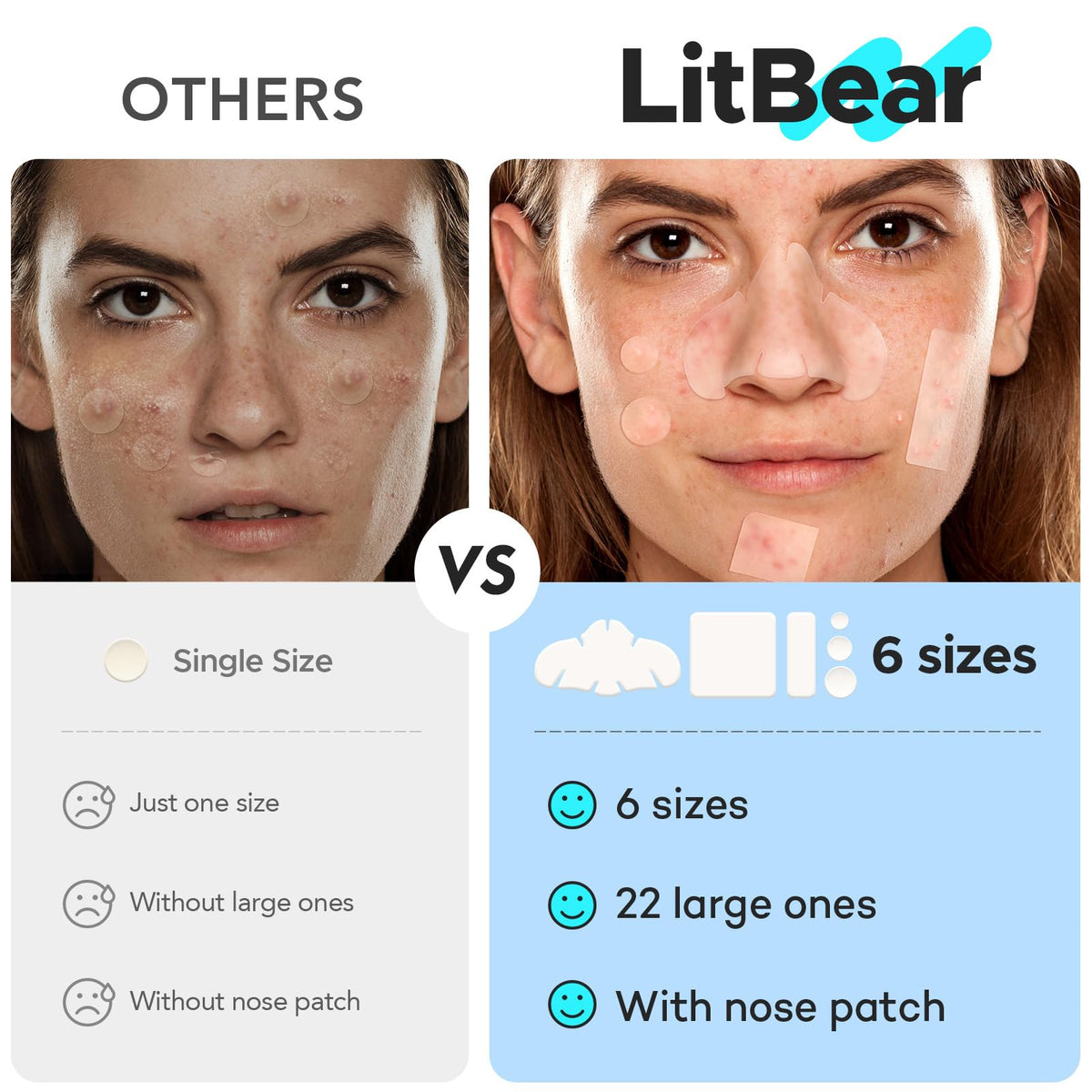 LitBear nose strip placed on nose reducing friction and oils