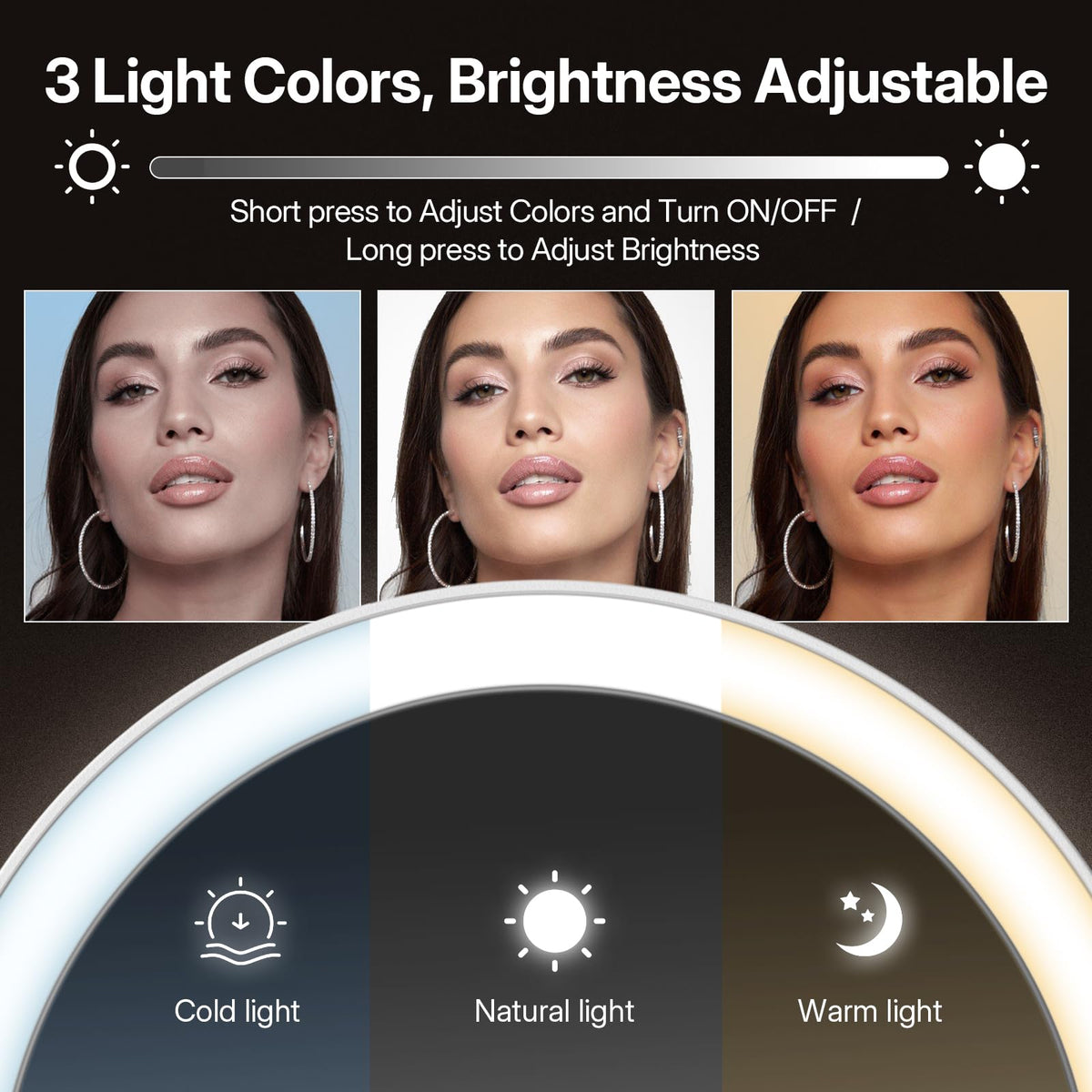 LitBear smart touch display and controls showing battery and brightness level