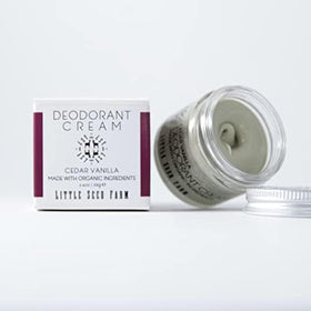 Little Seed Farm jar styled on bathroom shelf conveying sustainable lifestyle benefit