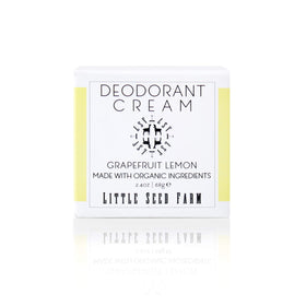 Little Seed Farm front jar view showing citrus deodorant and clean design benefits