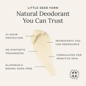Little Seed Farm open jar with wooden scoop for neat, mess-free application