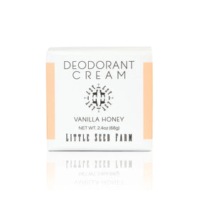 Little Seed Farm jar front view showing Vanilla Honey label and natural packaging benefit