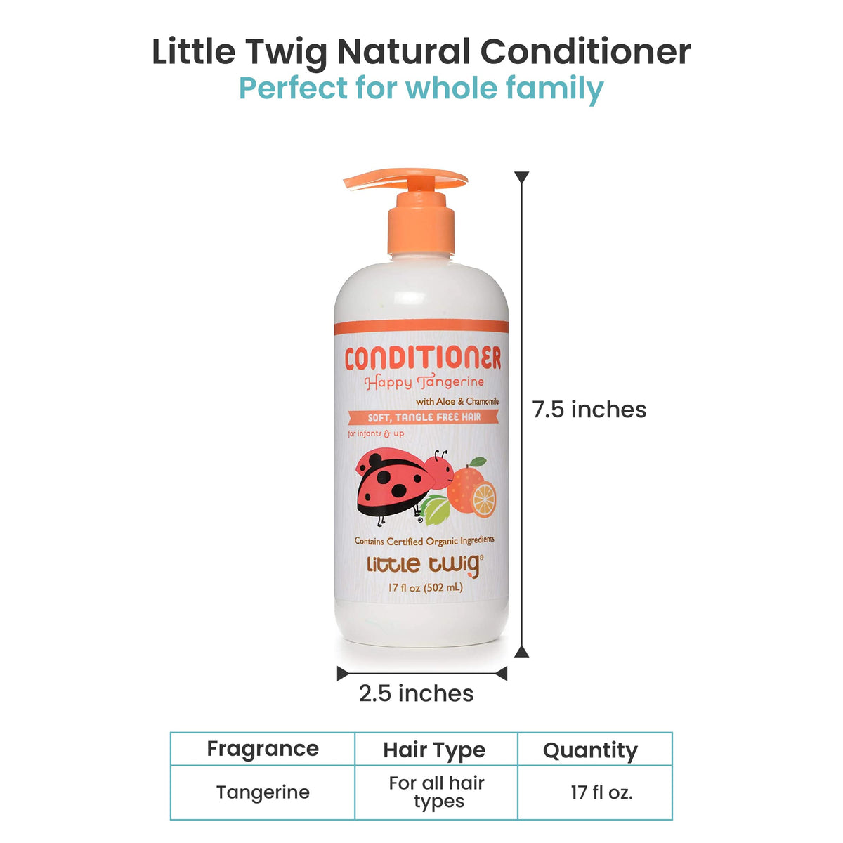 Little Twig back label close-up, ingredient list and usage directions for parents