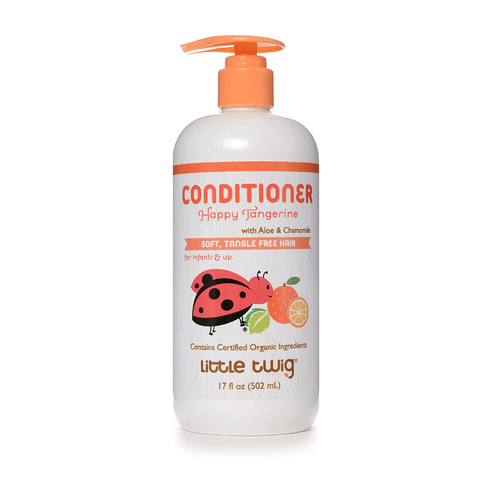 Little Twig front bottle tangerine scent, clear label showing family-friendly benefits