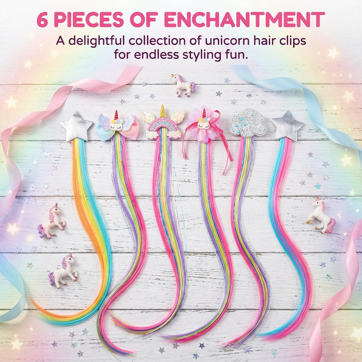 Little World hair clips styled at a birthday party adding festive colorful flair