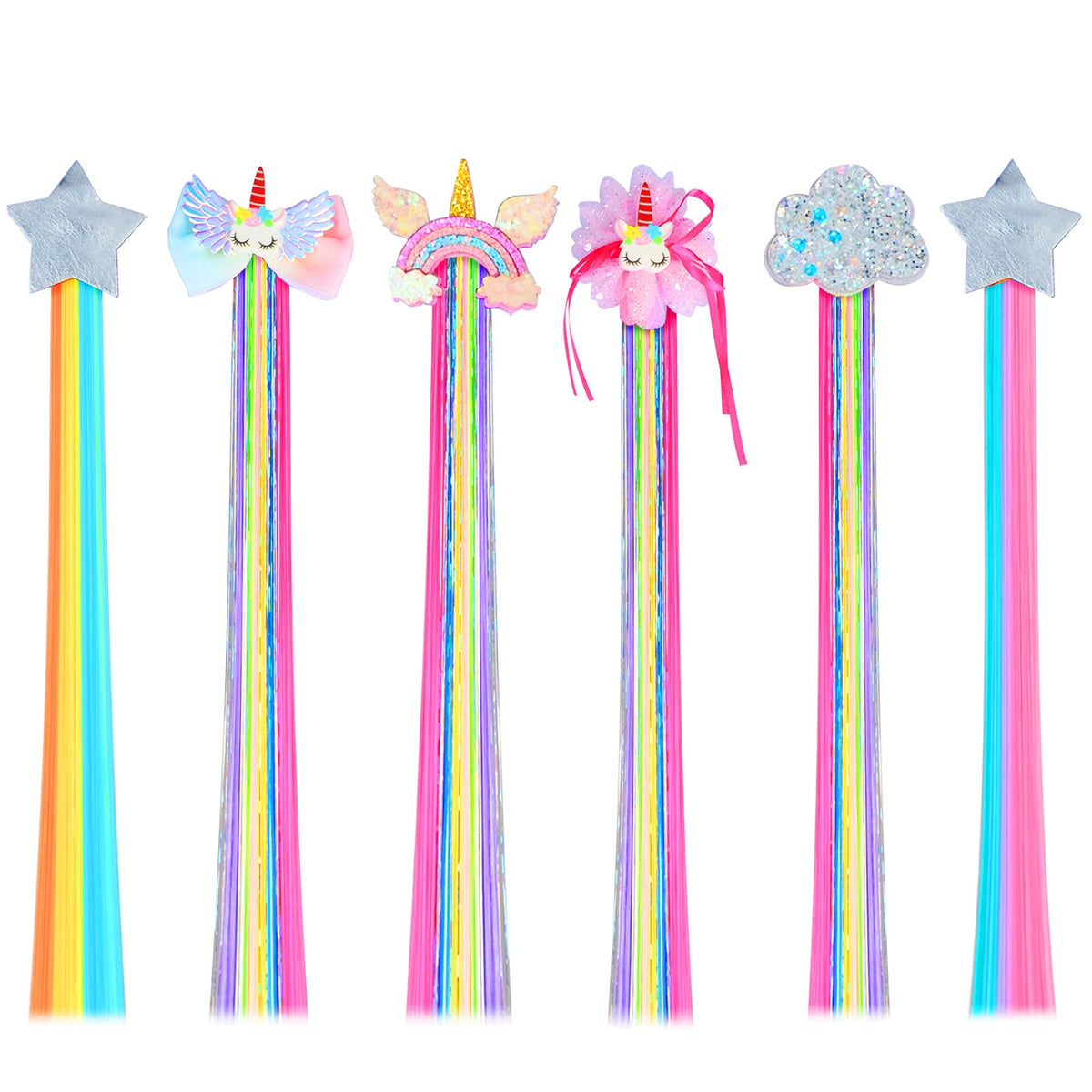 Little World front packaging showing six rainbow hair clips and gift-ready presentation