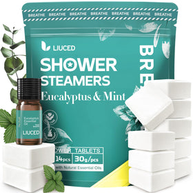 LIUCED front packaging showing 14+1 eucalyptus and mint steamers, easy gifting