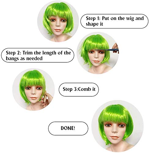 LIULIUBTY wigs placed on stands showing neat storage and preserved blunt bangs