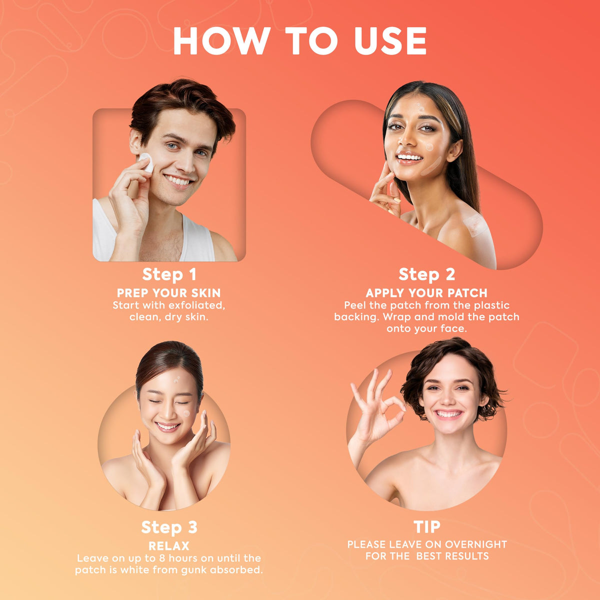 LivaClean translucent daytime patch on facial skin for discreet wear