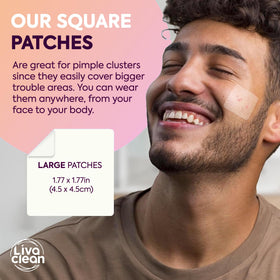 LivaClean patch covering forehead blemish in daily skincare routine