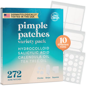 LivaClean front packaging showing 272-count acne patch variety for quick treatment