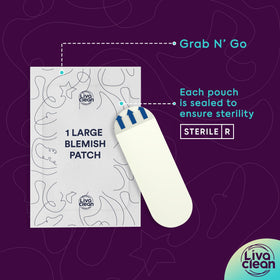 LivaClean individually wrapped patch in hand offering sterile travel convenience