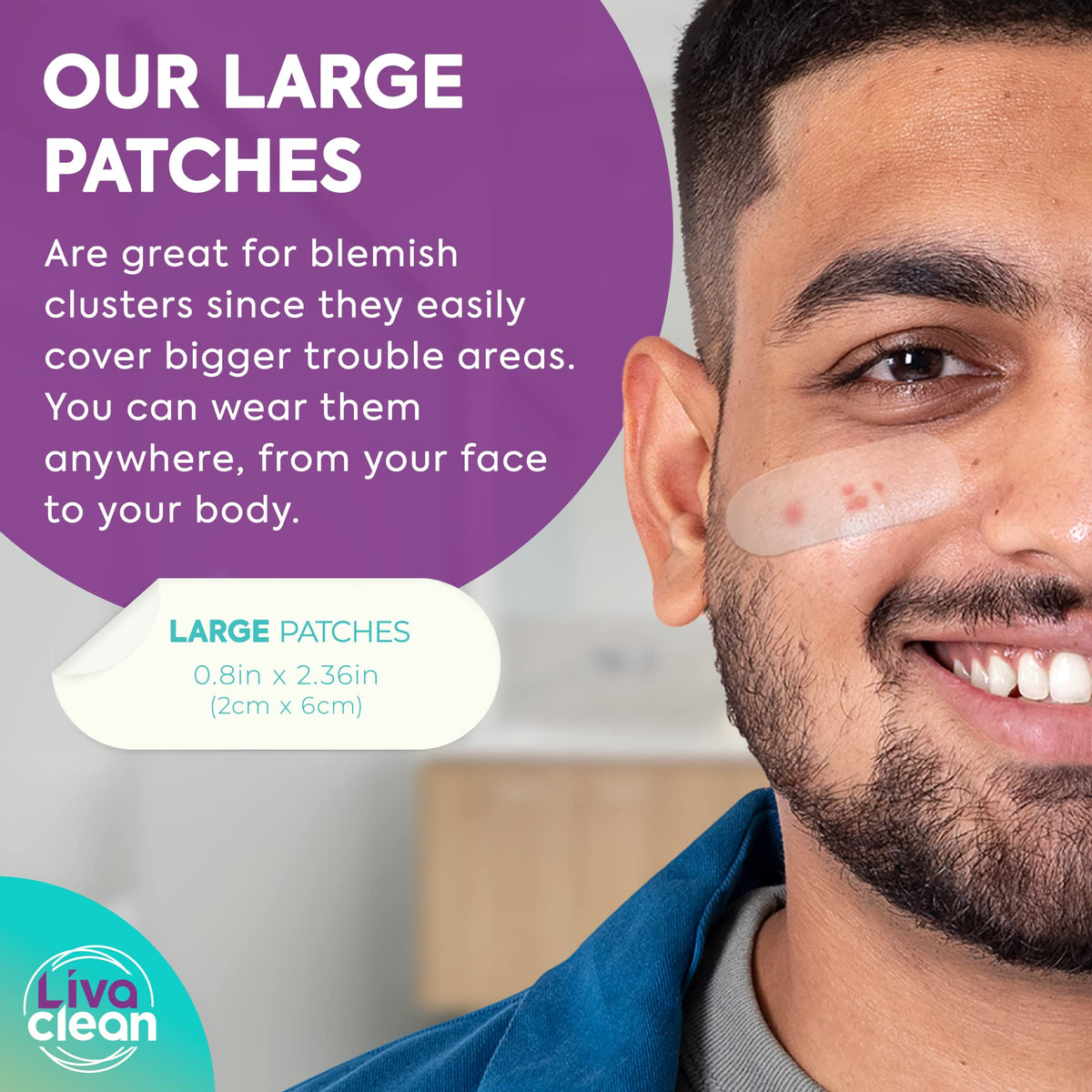 LivaClean large patch being trimmed to custom fit for precise blemish coverage