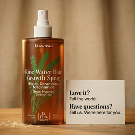 LivaClean bottle on bathroom shelf in lifestyle scene for daily routine inspiration