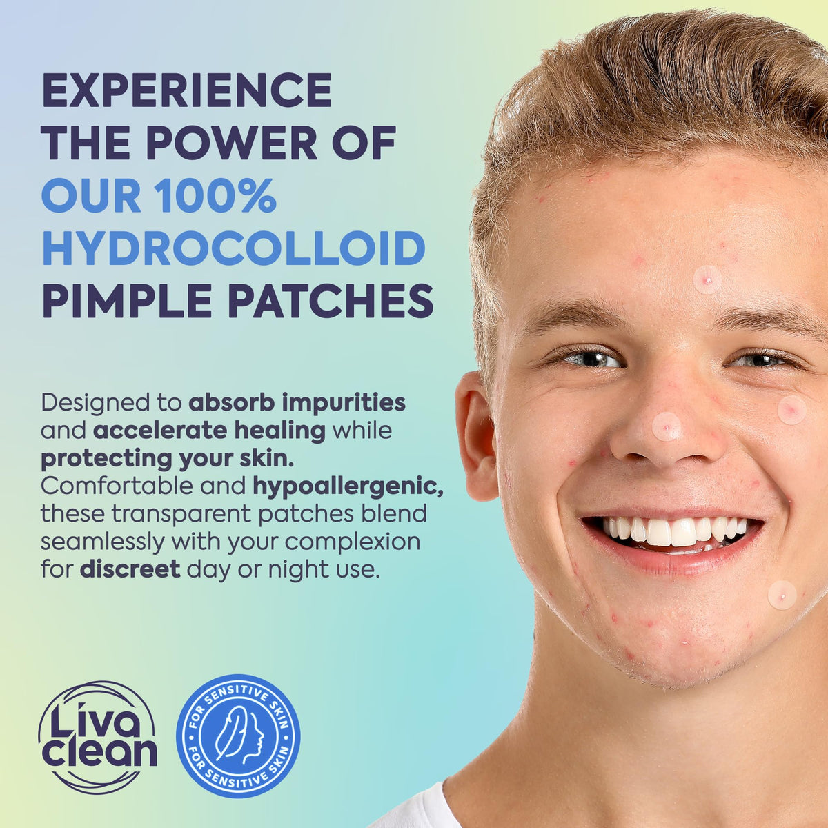 LivaClean patch next to coin illustrating size options and coverage