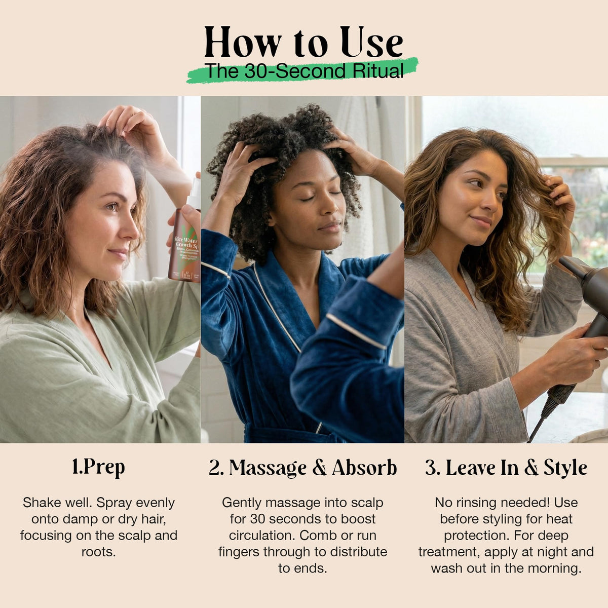 LivaClean misting into hair for quick hydration and lightweight hold