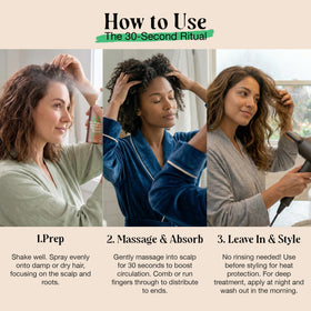 LivaClean misting into hair for quick hydration and lightweight hold